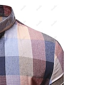 preiswerte Button-Down-Hemden für Herren-Herren Hemd mit chinesischem Kragen Hemd mit Stehkragen Kleidhemd Kariertes Hemd Hemd ohne Kragen Grafik Hochzeit Outdoor Purpur Langarm Umlegekragen Frühling &amp; Herbst Bekleidung Druck