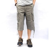 billiga Klassisk-Herr Cargo-shorts Vandringsshorts Militär Sommar Utomhus Ripstop Andningsfunktion Snabb tork Multi Pocket Capribyxor Underdelar Under knäet Amy Green Svart Bomull Klättring Camping / vandring