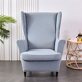 cheap Armchair Cover &amp; Armless Chair Cover-Solid Color Stretch Wingback Chair Cover Burgundy Wing Chair Slipcovers Spandex Fabric Wingback Armchair Cover with Seat Cushion Cover for Living Room BedroomFit