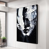 お買い得  人物画-キャンバスの壁の芸術の装飾のミンチュラ手作りの図の油絵家の装飾のための現代の抽象的な絵はフレームレスの伸ばされていない絵画を巻いた
