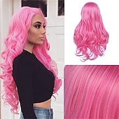 levne Párty paruky-Modré paruky pro ženy dlouhé kudrnaté vlnité střední část syntetické přirozeně vypadající odolné vůči teplu párty cosplay paruky halloweenské paruky