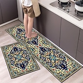 cheap Kitchen Rugs &amp; Mats-Boho Style Kitchen Mat Kitchen Rug Set of 2 Pcs,Perfect for Kitchen, Bathroom, Living Room, Soft, Absorbent Microfiber Material, Non-Slip, Easy Clean Machine Washable Floor Runner
