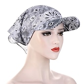 cheap Hats-Women Bandana Scarf Cap Sunscreen Hedging Cap Printed Brim Baseball Cap Colorful Sunshade Hooded Scarf Headpiece Headscarf Baseball Hat