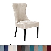 cheap Dining Chair Cover-Stretch Armless Wingback Chair Cover Armchair Cover Reusable Wingback Side Chair Velvet Slipcovers Accent Chair Covers for Dining Room Banquet Home Decor