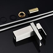 abordables Classiques-cascade de robinet mitigeur d&#039;évier de salle de bain, robinet de lavabo de salle de bain chromé à un trou de style moderne à poignée unique tuyau d&#039;eau chaude froide réglable en laiton