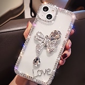 Недорогие Чехлы для iPhone-Чехол для iPhone 16e iPhone 15 Pro Max Plus iPhone 14 13 12 11 Pro Max Mini X XR XS Max 8 7 Plus Защитный чехол кристально чистый для женщин девочек блестящий блестящий ударопрочный бабочка с