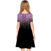 preiswerte 3D Shining Vision Kleid-Mädchen' 3D Graphic Kleid Kurzarm 3D-Druck Sommer Frühling Urlaub Täglich Festtage Kuschelig Brautkleider schlicht Süß kinderkleidung 3-12 Jahre A Linie Kleid Übers Knie Regular Fit