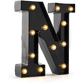 economico Luci decorative-luci a led per alfabeto e marquee arabe, lettere nere alimentate a batteria led per eventi, matrimoni, feste, compleanni, casa, bar, nuovo design, nero fresco