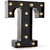 economico Luci decorative-luci a led per alfabeto e marquee arabe, lettere nere alimentate a batteria led per eventi, matrimoni, feste, compleanni, casa, bar, nuovo design, nero fresco