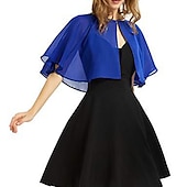 cheap Wedding Guest Wraps-Black Cape Shawl &amp; Wrap Women&#039;s Wrap Bolero Simple Sleeveless Chiffon Wedding Guest Wraps With Pure Color For Party Evening Spring &amp; Summer dress to impress
