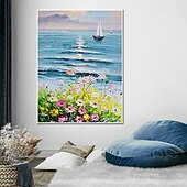 abordables Pinturas de paisajes-Pintura al óleo hecha a mano canvaswall arte decoración abstracta cuchillo pintura paisaje flores para decoración del hogar enrollado sin marco pintura sin estirar
