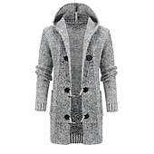 cheap Men&#039;s Cardigan Sweater-Men&#039;s Cardigan Sweater Sweater Jacket Knit Knitted Solid Color Hooded Stylish Casual Clothing Apparel Winter Fall Wine Khaki M L XL