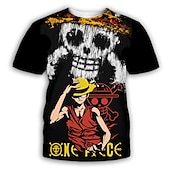 billige Tegneserie- og filmkaraktergrafikk-One Piece Monkey D. Luffy T-skjorte Anime Tegneserie Animé 3D 3D Harajuku Graphic Til Par Herre Dame Voksne Tilbake til Skolen 3D-utskrift