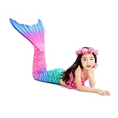 abordables Maillot de bain sirène-Enfants Fille One Piece Maillots de bain sirène Maillot de Bain Plage Le Jour des enfants Géométrique Maillots de bain 4-12 ans Eté Bleu Fuchsia