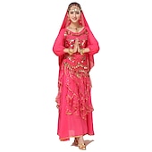 abordables vêtements apac-Femme Costume de danse du ventre Indien Fille indienne Mascarade Adultes Haut Jupe Casque Soirée