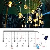 economico Striscie luci ad energia solare-energia solare led sfera dei desideri stringa di luce fata flessibile filo di rame stringa di luce per tenda per giardino cortile vacanza festa di natale illuminazione decorativa colorata