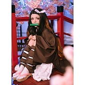 Χαμηλού Κόστους Κοστούμια Anime-Kamado Nezuko Anime Στολές Ηρώων Σύνολα Κιμονό Κοστούμια Cosplay Επίστρωση Εσώρουχα Επιγονατίδες Για Γυναικεία Ενήλικες