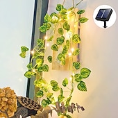 ieftine Alimentare Energie Solară-ghirlande solare de iederă artificială lumini suspendate pentru decorarea grădinii 2m 20 led-uri în aer liber ip65 frunze rezistente la apă lumini de zâne curte acasă balcon terasă vacanță nunta