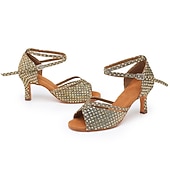 Per donna Scarpe per balli latini Scarpe da ballo Al coperto Professionale Chacha Paillettes cristallo glitterato ingioiellato Soletta più morbida Tacco alto Punta tonda Fibbia Per adulto Marrone economico Scarpe per balli latini-Per donna Scarpe per balli latini Scarpe da ballo Al coperto Professionale Chacha Paillettes cristallo glitterato ingioiellato Soletta più morbida Tacco alto Punta tonda Fibbia Per adulto Marrone