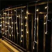 رخيصةأون يعمل بالطاقة الشمسية-مصابيح ستارة led تعمل بالطاقة الشمسية 3x0.5m 4mx0.6m 5x0.8 24 فولت جهاز تحكم عن بعد يعمل بالجهد المنخفض ومكونات طاقة شمسية مزدوجة الغرض سلسلة ضوء الشكر لعيد الميلاد في الهواء الطلق لتزيين الحدائق