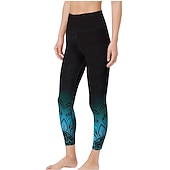 Недорогие Леггинсы и колготки для йоги-Жен. Sports Gym Leggings Штаны для йоги Завышенная Спандекс Зеленый Лиловый Желтый Укороченные леггинсы Мандала Утягивание живота Подтяжка Одежда Одежда Йога Фитнес Тренировка в тренажерном зале Бег