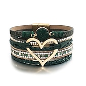 preiswerte Armbänder &amp; Armreifen-1pc Magnetverschluss Boho Wickelarmbänder Ledermanschette Armreif Perlenarmbänder für Frauen stapelbar Unendlichkeitsarmbänder Schmuck