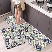 cheap Kitchen Rugs &amp; Mats-Boho Style Kitchen Mat Kitchen Rug Set of 2 Pcs,Perfect for Kitchen, Bathroom, Living Room, Soft, Absorbent Microfiber Material, Non-Slip, Easy Clean Machine Washable Floor Runner