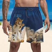 baratos calção de banho boxer masculino-Homens Calção Justo de Natação Shorts de Natação Secagem Rápida Leve Bermuda de Surf Calças Com bolsos Com Cordão Natação Surfe Praia Esportes Aquáticos Animais Verão