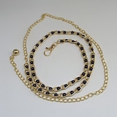 cheap Belt-Women&#039;s Chain Belt Metal Chain Metal Bucke Geometric Formal Party Daily Green White Black Blue