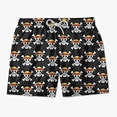 cheap Cartoon &amp; Movie Character Graphic-One Piece Monkey D. Luffy Shorts Beach Shorts Board Shorts Anime 3D Elastic Drawstring Design For Men&#039;s Adults&#039; Masquerade Back To School 3D Print Yoga Daily
