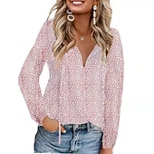 economico Top Grafici da Donna-Per donna Camicia Camicia in pizzo Blusa Top eleganti Leopardo A pois Streetwear Informale Manica lunga A V Top regolari Informale Giornaliero Per eventi Lacci Stampa Nero Verde chiaro Rosa Vino Blu