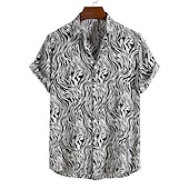 abordables Motif Animal-Homme Léopard Chemise Chemise boutonnée Manche Courte Mode Design Décontractées Extérieur Casual Vacances Eté Printemps Col rabattu Patchwork Imprimer Bouton bas Noir / Blanc Jaune Vert