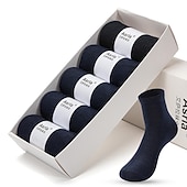 olcso férfi zokni-Férfi 5 pár Fekete Fehér Szín Egyszínű / Sima szín Iroda Hétköznapi Napi Tavasz Ősz Minden évszak Hétköznapi zoknik Üzlet