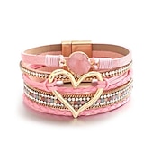 preiswerte Armbänder &amp; Armreifen-1pc Magnetverschluss Boho Wickelarmbänder Ledermanschette Armreif Perlenarmbänder für Frauen stapelbar Unendlichkeitsarmbänder Schmuck