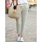 abordables Pantalons de Yoga et Bloomers-femme pantacourt coton lin décontracté pantalon ample taille élastique plage d&#039;été confortable séchage rapide léger respirant bas