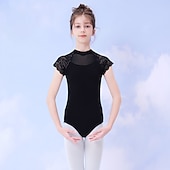 abordables Ropa de baile para niños-Ropa de Baile para Niños Ballet Leotardo / Pijama Mono Encaje Color Puro Corte Chica Entrenamiento Rendimiento Correas Cintura Alta Mezcla de Algodón
