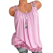 cheap Tank Tops &amp; Camis-Women&#039;s Plus Size Camisole Tank Top White Lace Shirt Basic Casual Solid Color Lace Patchwork Sleeveless Regular Tops Strapless Daily Going out Weekend Black White Pink Blue Green Summer