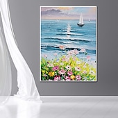 abordables Pinturas de paisajes-Pintura al óleo hecha a mano canvaswall arte decoración abstracta cuchillo pintura paisaje flores para decoración del hogar enrollado sin marco pintura sin estirar