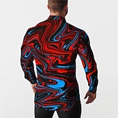economico Geometrica-Per uomo Gradiente Geometrica Camicia Camicia con bottoni Manica lunga Di tendenza Originale Informale Esterno Per eventi Estate Primavera Collo ripiegabile Stampa Bottone giù Rosso Blu Viola chiaro