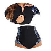 abordables Lycra de surf-Femme Maillot Anti UV Maillot de bain 1 pièce Protection solaire UV UPF50+ Respirable Manches Longues Le Maillot de corps Maillot de bain Zip sur le devant Natation Surf Plage Sports nautiques Imprimé
