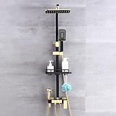 abordables Grifos de ducha-sistema de ducha juego de grifería montado en la pared, cabezal de ducha de lluvia de 9 pulgadas ducha de mano rociador de mano con soporte acabados electrochapados/pintados montaje interior válvula de cerámica ducha de baño