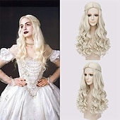 economico Parrucche dei personaggi dei film-cosplay alice nel paese delle meraviglie 2 parrucche specchio della regina bianca parrucche sintetiche parrucche ondulate lunghe parrucche di halloween