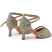 Per donna Scarpe per balli latini Scarpe da ballo Al coperto Professionale Chacha Paillettes cristallo glitterato ingioiellato Soletta più morbida Tacco alto Punta tonda Fibbia Per adulto Marrone economico Scarpe per balli latini-Per donna Scarpe per balli latini Scarpe da ballo Al coperto Professionale Chacha Paillettes cristallo glitterato ingioiellato Soletta più morbida Tacco alto Punta tonda Fibbia Per adulto Marrone