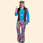 cheap Outfits-1960s Hippie 1970s Pants Cosplay Costume Outfits Disco Women&#039;s Carnival Masquerade Party / Evening Pride Parade Pride Month Adults&#039; Vest Top Pants All Seasons
