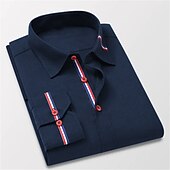 voordelige Overhemden voor heren-Voor heren Overhemd met knopen Overhemd Shirt met kraag Wit Rood Marineblauw Lange mouw Effen Strijkijzer Lente &amp; Herfst Bruiloft Buiten Kleding Button-omlaag