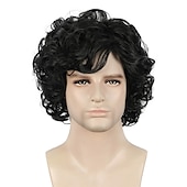 economico Parrucche da festa-parrucca da uomo divertente parrucca da uomo corta riccia marrone parrucche anime cosplay parrucca di capelli cosplay parrucche di halloween