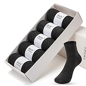 olcso férfi zokni-Férfi 5 pár Fekete Fehér Szín Egyszínű / Sima szín Iroda Hétköznapi Napi Tavasz Ősz Minden évszak Hétköznapi zoknik Üzlet