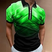 tanie Męska koszulka polo geometryczna-Męskie Geometryczny Koszulki polo z zamkiem błyskawicznym Koszula golfowa Krótki rękaw Koszulki polo Koszule z kołnierzykiem Codzienny Ubrania wakacyjne Ubrania formalne Ubrania festiwalowe Druk 3D