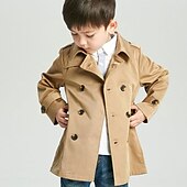 cheap Outerwear-Boys 3D Plain Trench Coat Long Sleeve Spring Fall Active Cool Kids 2-12 Years Daily Regular Fit