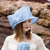 levne party klobouky-Vintage styl elegantní a luxusní organza klobouky s mašlí  peřím  kožešinou  květinou 1 ks Kentucky  dostihy  dámský den pokrývka hlavy abyste udělali dojem závodní den